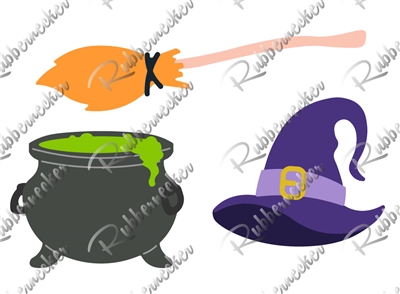 5518-02D Witch Hat and Cauldron Die